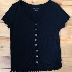 American Eagle Cropped Button Up